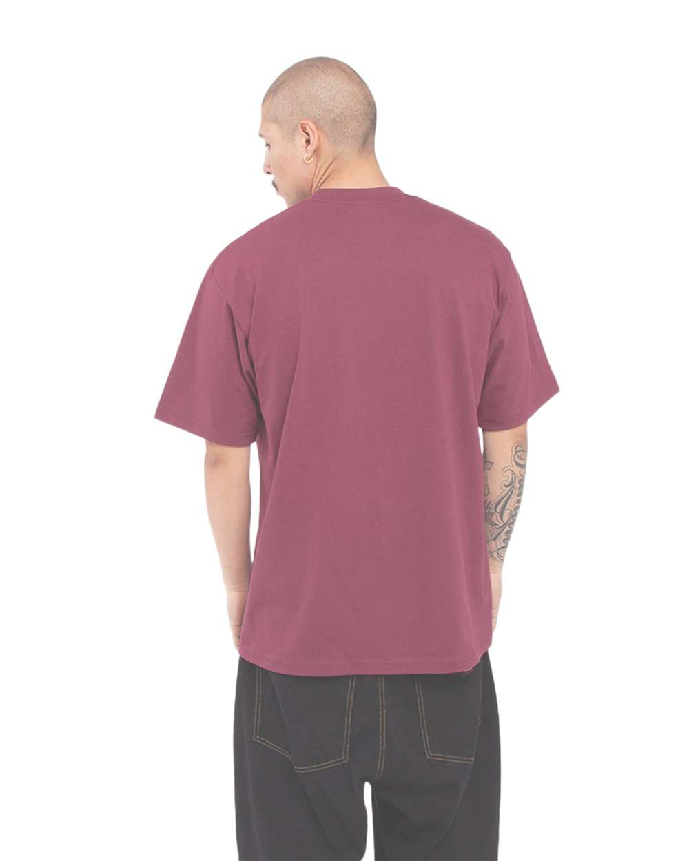 Shaka Wear SHMHSS - Unisex Max Heavyweight T-Shirt - Burgundy Back
