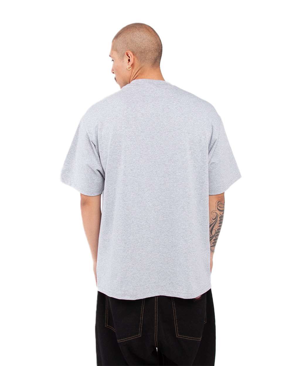 Shaka Wear SHMHSS - Unisex Max Heavyweight T-Shirt - Heather Grey Back